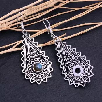 Labradorite Gemstone Handmade 925 Sterling Silver Earring 2.30 U2H19