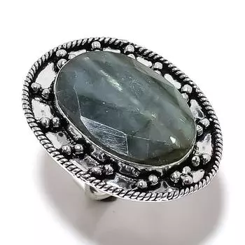 Labradorite Gemstone Handmade 925 Sterling Silver Jewelry Ring Size 8 B6A12