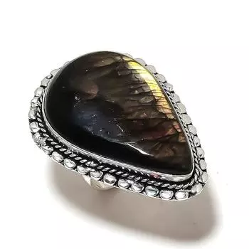 Labradorite Gemstone Handmade 925 Sterling Silver Jewelry Ring Size 8.5 m1o15