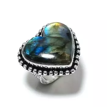 Labradorite Gemstone Handmade 925 Sterling Silver Jewelry Ring Size 8 Q9p92