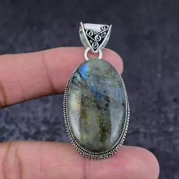 Labradorite Gemstone Handmade 925 Sterling Silver Jewelry Pendant 2.17 z1s94