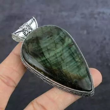 Labradorite Gemstone Handmade 925 Sterling Silver Jewelry Pendant 3.27 v6G29