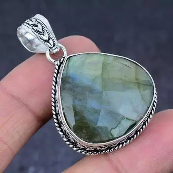Labradorite Gemstone Handmade 925 Sterling Silver Jewelry Pendant 1.81 S1r43