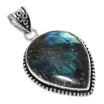 Labradorite Gemstone Handmade 925 Sterling Silver Jewelry Pendant 2.32 f7o73