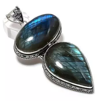 Labradorite Gemstone Handmade 925 Sterling Silver Jewelry Pendant 3.51 U1G39