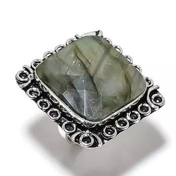 Labradorite Gemstone Handmade 925 Sterling Silver Jewelry Ring Size 7 y8M40