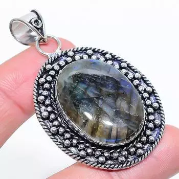 Labradorite Gemstone Handmade 925 Sterling Silver Jewelry Pendant 2.40 Y9V17