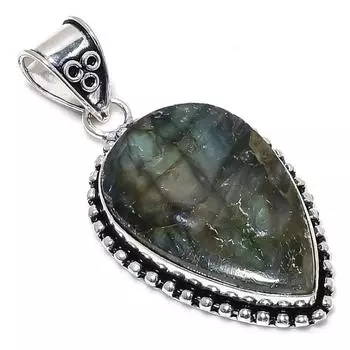 Labradorite Gemstone Handmade 925 Sterling Silver Jewelry Pendant 2.25 q3D62