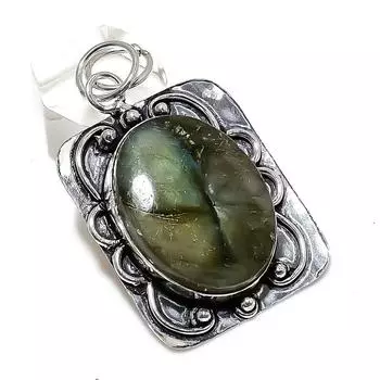 Labradorite Gemstone Handmade 925 Sterling Silver Jewelry Pendant 2.17 v5U38
