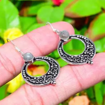 Labradorite Gemstone Handmade 925 Sterling Silver Jewelry Earring 1.85 t1V38
