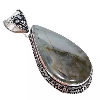 Labradorite Gemstone Handmade 925 Sterling Silver Jewelry Pendant 2.17 AH-863 2.2 чёрный