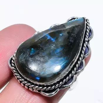 Labradorite Gemstone Handmade 925 Sterling Silver Jewelry Ring Size 7.5 V4i60