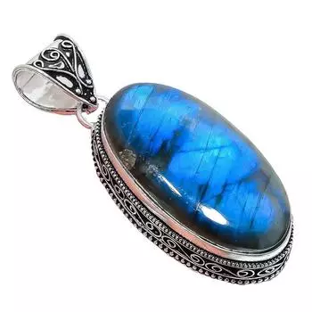 Labradorite Gemstone Handmade 925 Sterling Silver Jewelry Pendant 2.17 AH-887 2.2 чёрный