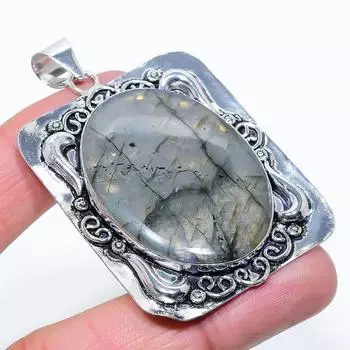 Labradorite Gemstone Handmade 925 Sterling Silver Jewelry Pendant 2.60 k5w78