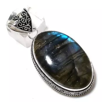 Labradorite Gemstone Handmade 925 Sterling Silver Jewelry Pendant 2.36 S4y84
