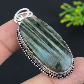 Labradorite Gemstone Handmade 925 Sterling Silver Jewelry Pendant 2.44 G6W00