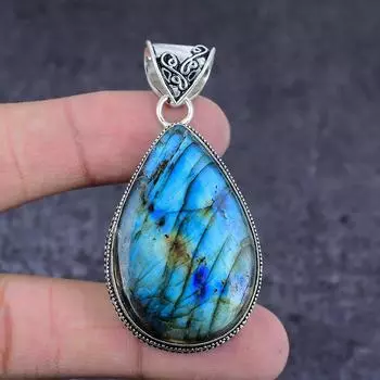 Labradorite Gemstone Handmade 925 Sterling Silver Jewelry Pendant 2.40 c9E01