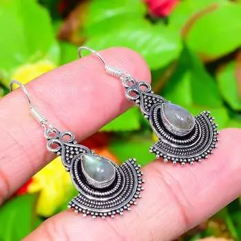 Labradorite Gemstone Handmade 925 Sterling Silver Jewelry Earring 1.73 Z2n63