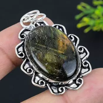 Labradorite Gemstone Handmade 925 Sterling Silver Jewelry Pendant 2.17 P7I96