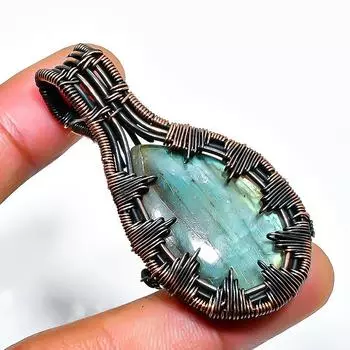 Ювелирный кулон ручной работы из медной проволоки с лабрадоритом 1,97 дюйма 1.97 чёрный