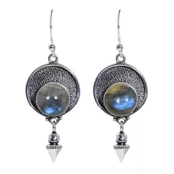 Labradorite - Madagascar 925 Sterling Silver Earring V6819, Blue Earring, Round Earring, Valentin s Day Gift, Gift For Her, Birthday Gift, Handmade Je