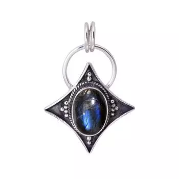 Labradorite - Madagascar 925 Sterling Silver Pendant V3400, Blue Pendant, Oval Pendant, Valentin s Day Gift, Gift For Her, Birthday Gift, Handmade Jew