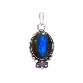 Labradorite - Madagascar 925 Sterling Silver Pendant V7679, Blue Pendant, Oval Pendant, Valentin s Day Gift, Gift For Her, Birthday Gift, Handmade Jew