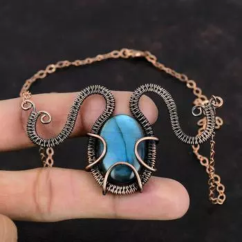 Labradorite Necklace Copper Wire Wrapped Necklace Adjustable Necklace Copper Jewelry Handmade Dainty Necklace Gemstone Jewelry Gifts For Mom