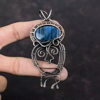 Labradorite Pendant Copper Wire Wrapped Gemstone Pendant Ethnic Style Pendant Copper Wire Wrap Jewelry Handmade Amazing Pendant Gift For Mom