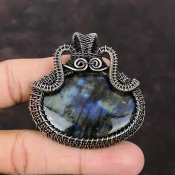 Labradorite Pendant Copper Wire Wrapped Pendant Handmade Wrapped Jewelry Labradorite Gemstone Pendant For Women Copper Jewelry Gift For Her