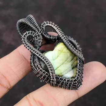 Labradorite Pendant Copper Wire Wrapped Pendant Labradorite Jewelry Handmade Gemstone Pendant Copper Wire Wrap Jewelry Gift For Her Mother