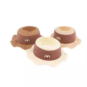 Labubu Doll Straw Hat Empty Top Simulation Beach Hat Kpop Stuffed Doll Headwear Mini Plush Doll S Clothes Outfit Accessories бежевый