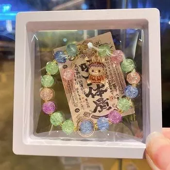 Labubu Dopamine Children s Sweet and Cute, Pure Handcrafted Adjustable Bracelet, Exquisite Gift coffee color