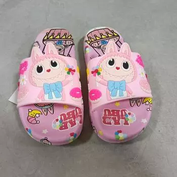 Labubu Прочные детские пляжные туфли из полипропилена, летние, быстросохнущие, креативные, свободные и удобные шлепанцы 26 розовый