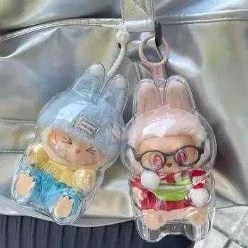 Labubu Прозрачный защитный чехол для мягких игрушек, чехол для милого эльфа, сумка для показа плюшевых игрушек, мини-переносная коробка для хранения No doll