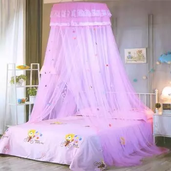 Lace Bed Canopy Dome hanging mosquito net 4 Colors Kids Baby Bedding Dome Bed Netting Canopy Girls Room Decor жёлтый