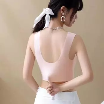 Кружево большая грудь показывает небольшие сборки тонкий бюстгальтер ледяной шелк бесшовный интегрированный фиксированный чашка без стального кольца красивая задняя часть груди обхват L80100 светло-коричневого