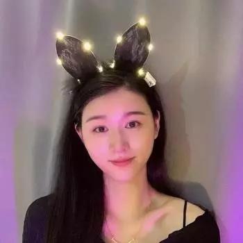 Lace Birthday Plush LED Light Hair Hoops Women Luminous Headbands Cat Ear Korean Style Hairbands E