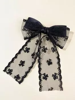 Lace bow hair clip, female sweet and elegant temperament, back of the head top clip hair accessory