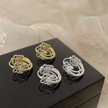 Lace Bow Metal Earrings Women S Niche Design Personality Unique Fashion Trend Temperament Versatile Earrings