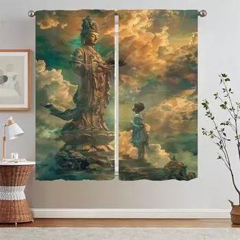 Кружевные шторы для украшения спальни Money Boy of the Void Curtain Curtains Детская комната Tentacles Tulle in Kitchen Blackout Curls W50xH70cmx2pcs-CL