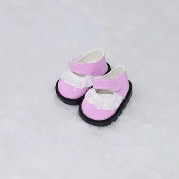 Lace Doll Shoes Leather Doll Dressing Mini Adhesive Shoes Children Toys розовый