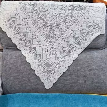 Lace Fabric Sofa Cushion Cut Out Gauze Towel Non Slip All Year Round Back Cover Cloth Sofa Cushion Backrest Armrest Towel Cover Fashion plum blossom 63*75 triangle