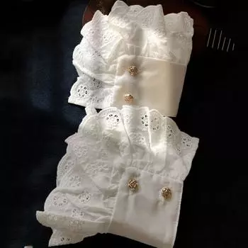 Lace Fake Cuff Women s Patchwork Sleeve Shirt Oversleeve Shirt Sleeve Half Gloves Short Sleeve Decorative Sleeve White One size