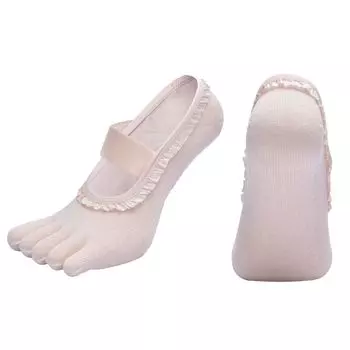 Lace Lace Five Finger Yoga Socks Female Non Slip Breathable Not Feel Tight with Feet No Sense Stickers Unlock Foot New Body Niche Style Unique [Meter apricot] 1 pair