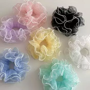 Lace Organza Scrunchies Summer Dot Hair Ropes Korean Pleated Scrunchies Girls фиолетовый
