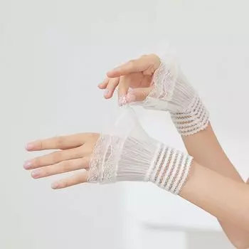 Lace Short Sleeve Base Fake Sleeve Women All-Match Fake Cuff Hoodie Gloves Mesh Lace Decoration Sleeve Short White gauze Lace sleeves All yards