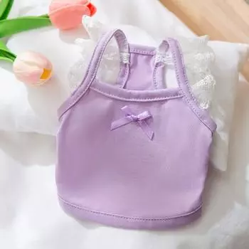 Lace small flying sleeve candy color dog vest spring and summer thin breathable small puppy kitten pet dog clothes S (recommended weight 3-2.5 kg)