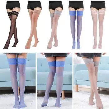 Lace Stocking with Lace Transparent Sexy Lace Hosiery Sexy Thigh High Stockings Woman