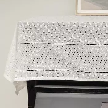 Lace Tablecloth Embroidered TableCover Square Classic Dustproof Table Protector for Kitchen Dining Room Party Wedding Decoration 90X130cm